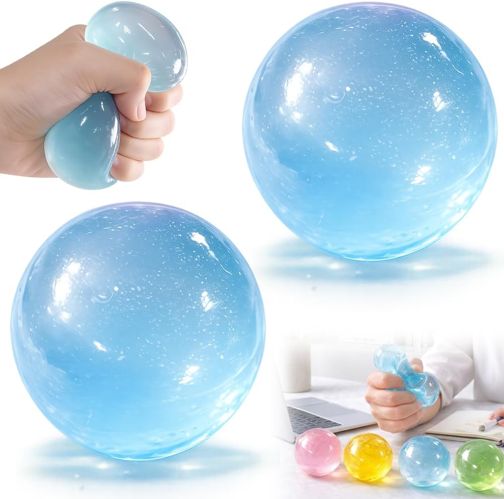 Coconut Oil Stress Ball, Slow Rising Coconut Oil Squishy, Soft Non-Sticky Sensory Fidget Toy for Stress Relief, Easy to Clean, Portable Squeeze Toy for Desk, School, Teens and Adults (Blue 2pc)