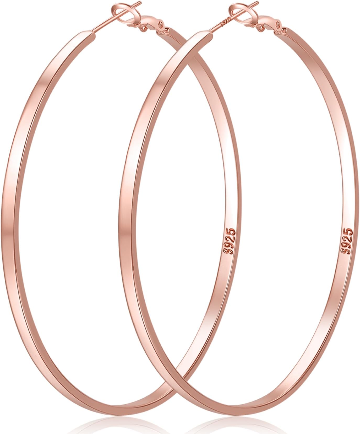 LOUMILEO Sterling Silver Hoop Earrings Large Silver Hoop Earrings for Women Lightweight Big Hoops Earring Hypoallergenic Thin Hoops Earring for Women 30/40/50/60/65/70MM