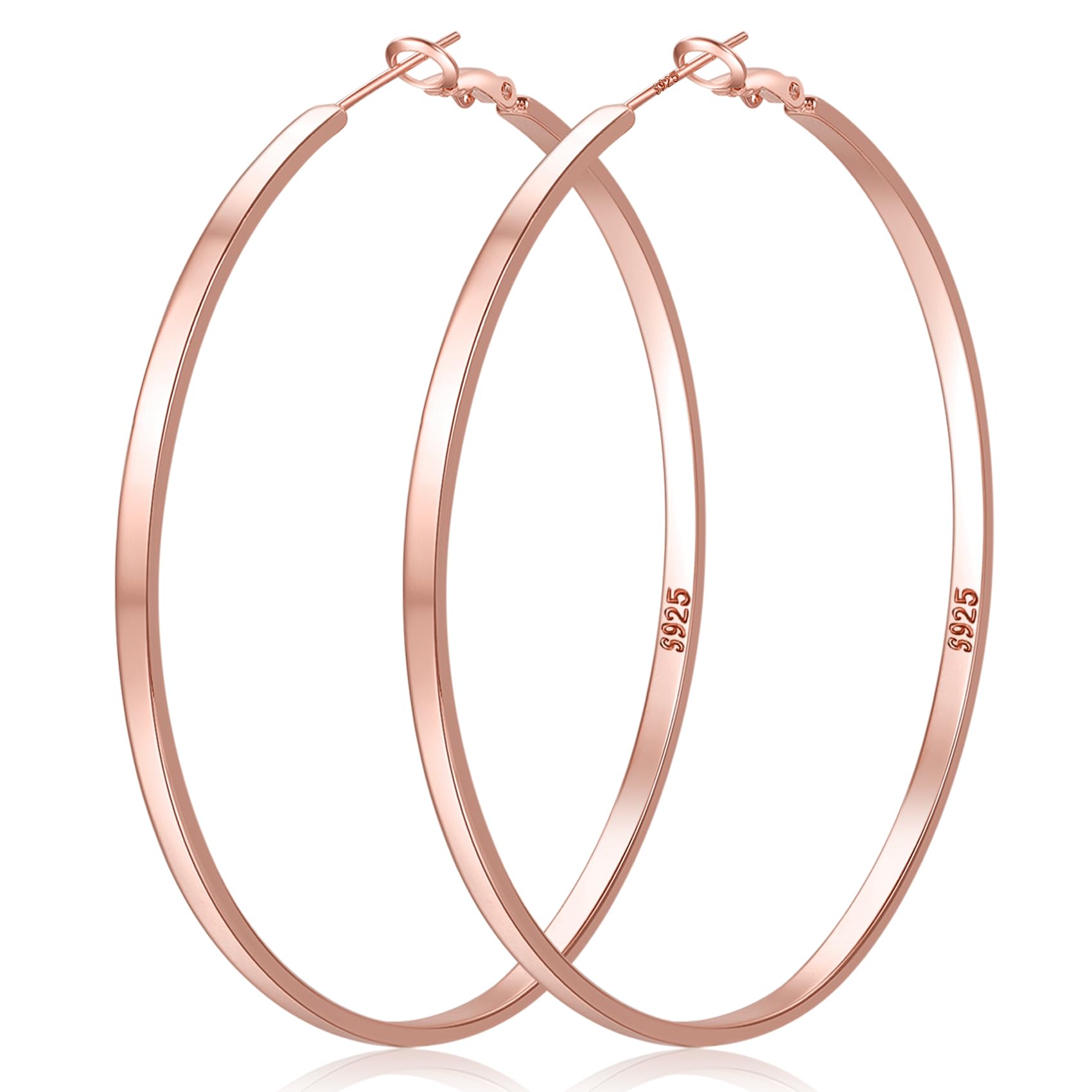 LOUMILEO Sterling Silver Hoop Earrings Large Silver Hoop Earrings for Women Lightweight Big Hoops Earring Hypoallergenic Thin Hoops Earring for Women 30/40/50/60/65/70MM