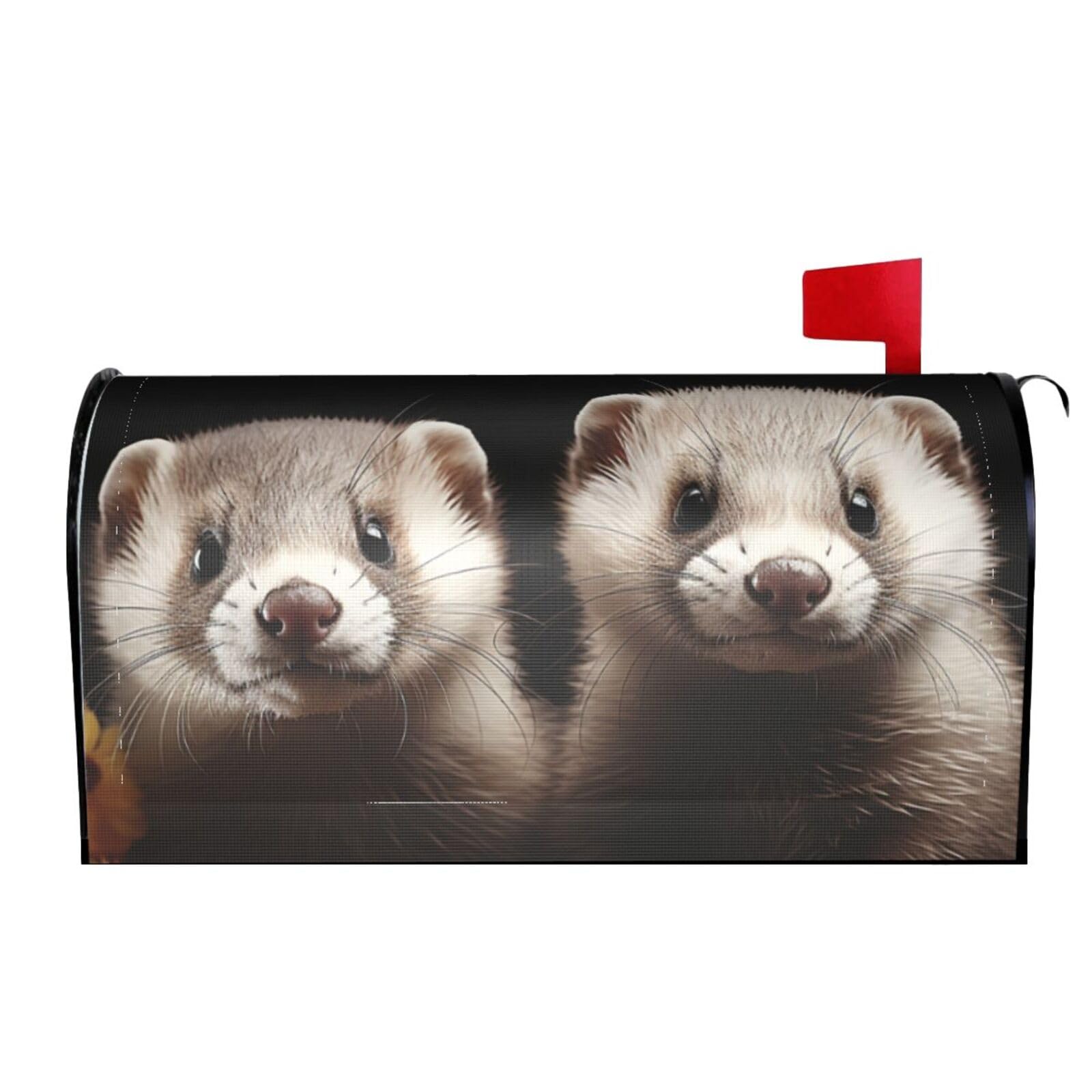 Spring Summer Mailbox Covers Magnetic Letter Post Box Cover Ferrets Mailbox Wrap Decoration Mailbox Post Cover for Garden Yard Outside Welcome Decor 21x18 in