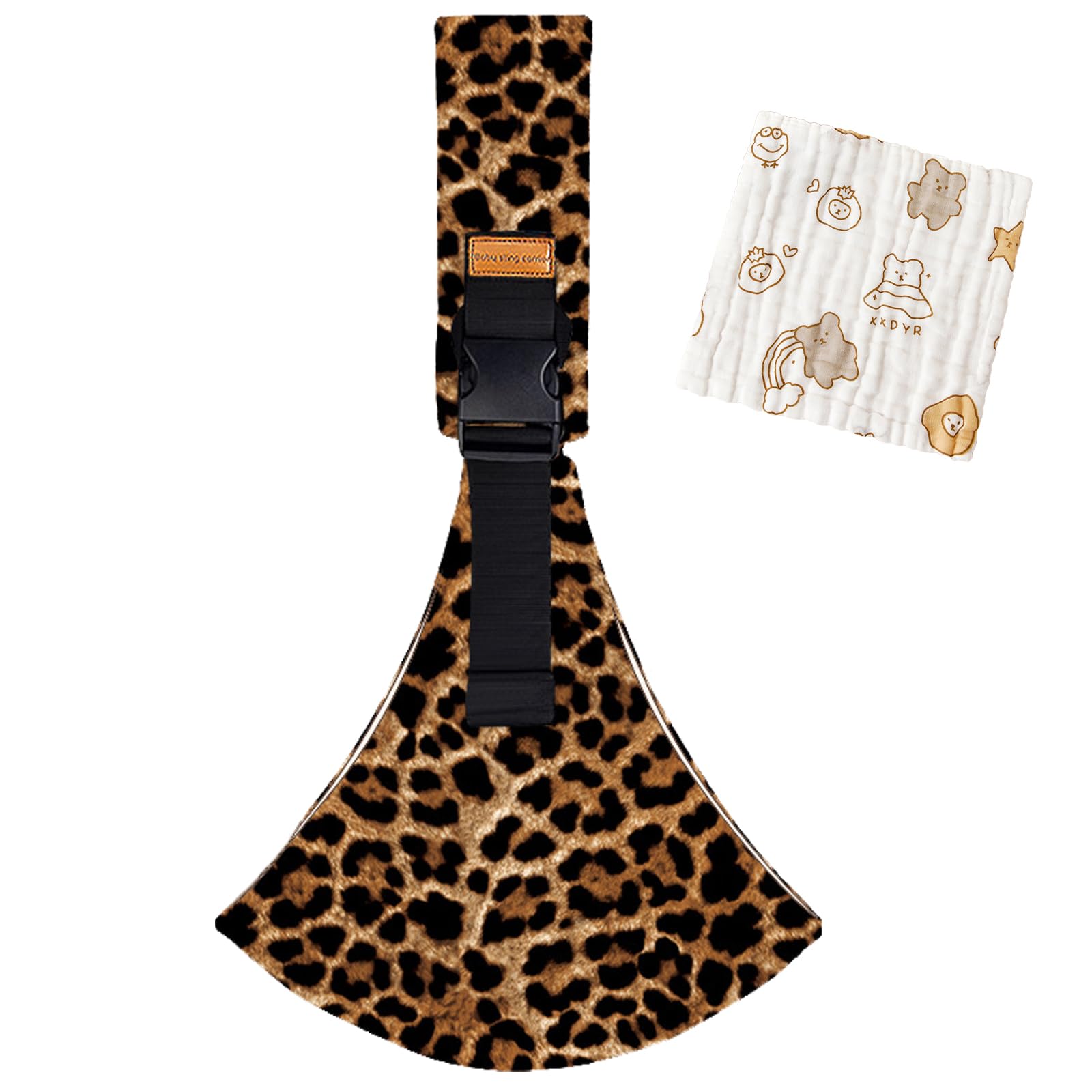 Baby Sling, Toddler Carrier Slings, Baby Sling Carrier with Thick Shoulder Straps (Adjustable) for Infant Toddler 3-36 Months (Leopard), with Muslin Washcloth, Breathable and Comfortable