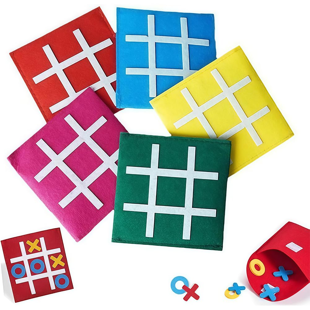 Felt Tic Tac Toe Game, Interesting Noughts and Crosses Game, Board Games for Educational,Two Types of Gameplay, Tic Tac Toe Strategic Board Game for Boys, Funny Gifts for Party, Birthday (12PCS)