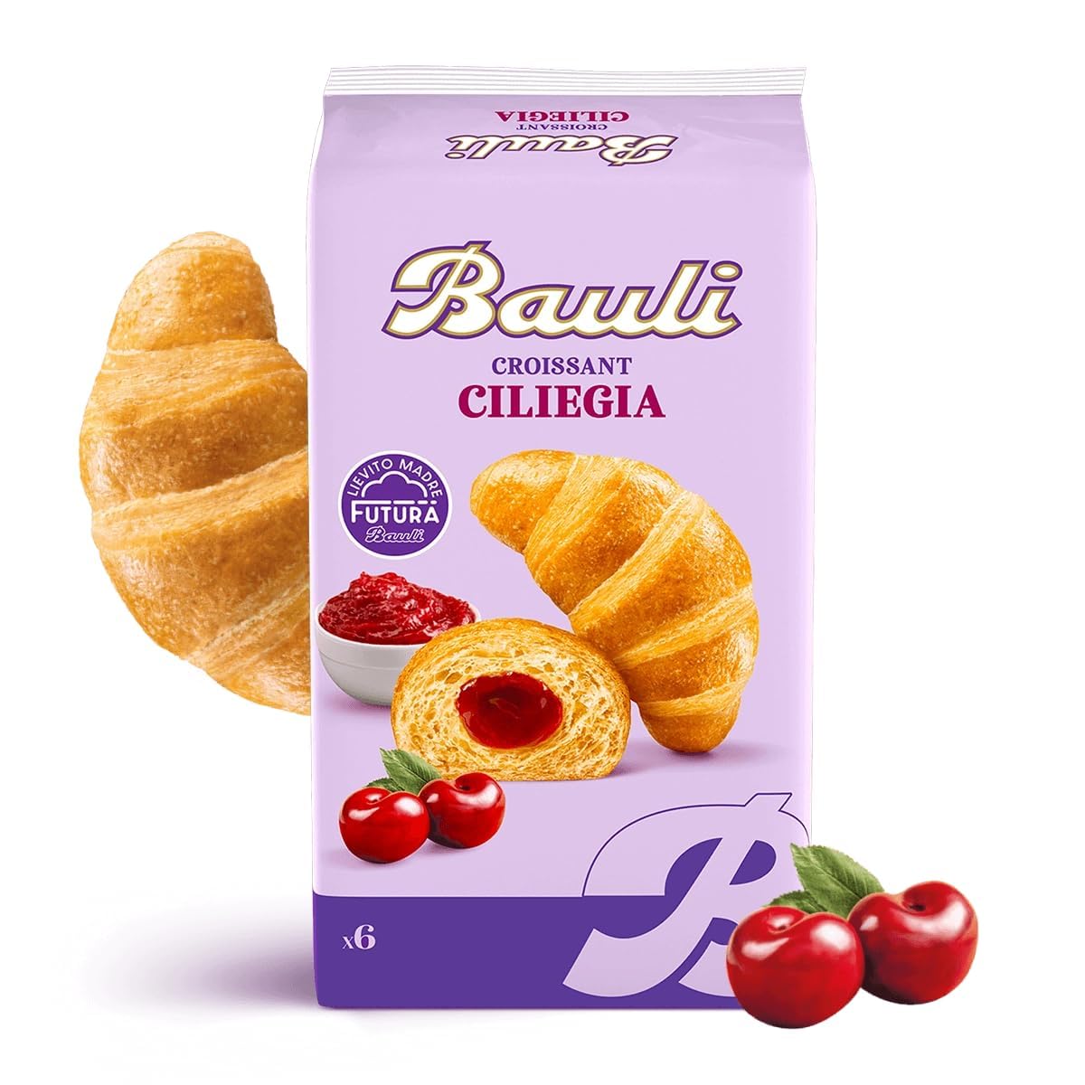 Bauli Cornetti - Kit de prueba de croissants para tarta de brioche, 100% italiano, 6 sabores diferentes (paquete de 35 croissants) + llavero Beni Culinari gratis