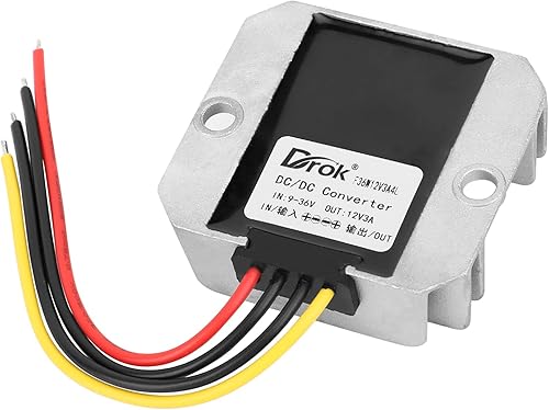 DROK Boost Buck Convertidor de 9V-36V a 12V 3A 36W carcasa de aluminio impermeable auto elevador regulador de voltaje 12V V Transformador de voltios