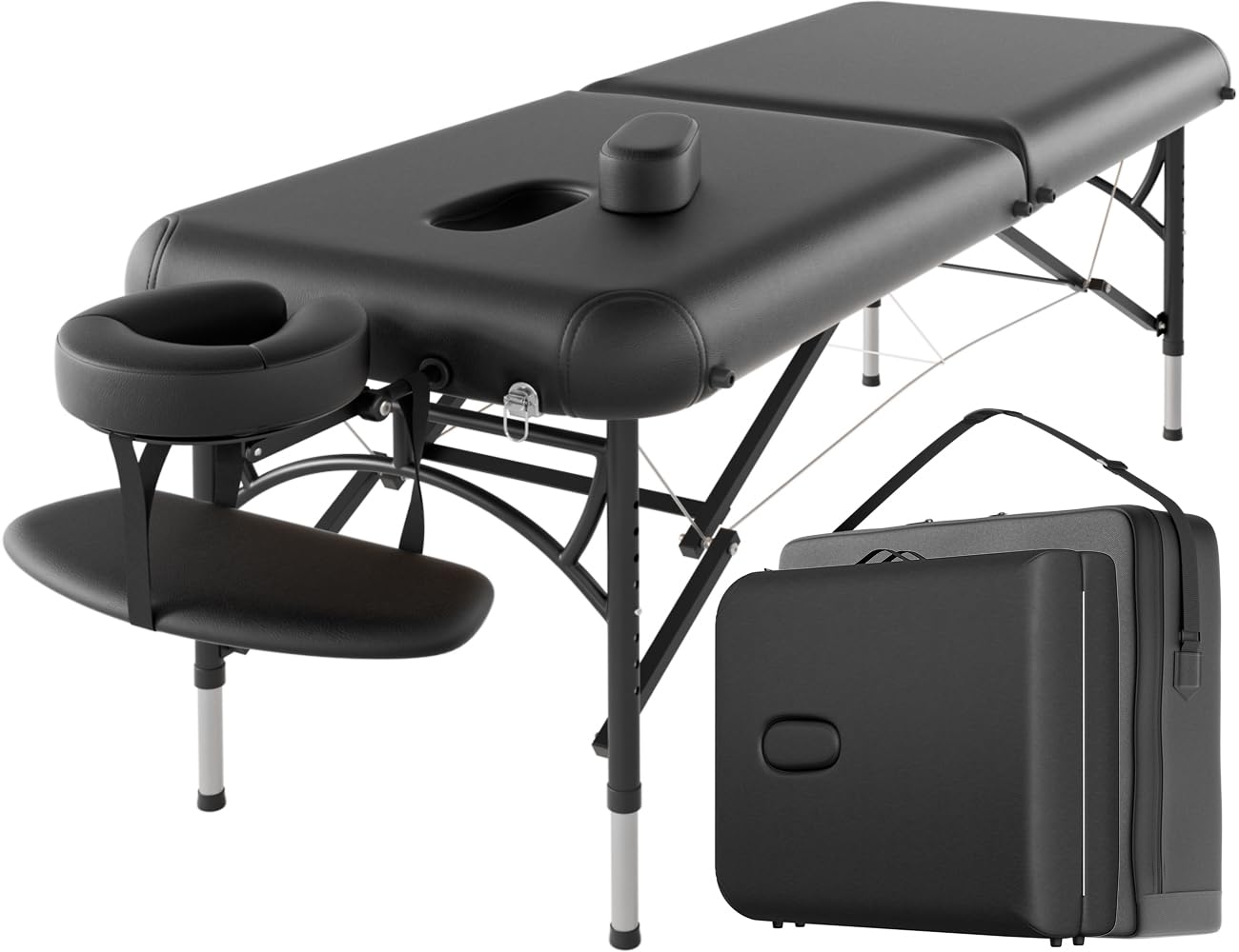 CLORIS 84" Professional Massage Table Portable 2 Folding Lightweight Facial Solon Spa Tattoo Bed Height Adjustable with Carrying Bag & Aluminium Leg Hold Up to 1100LBS