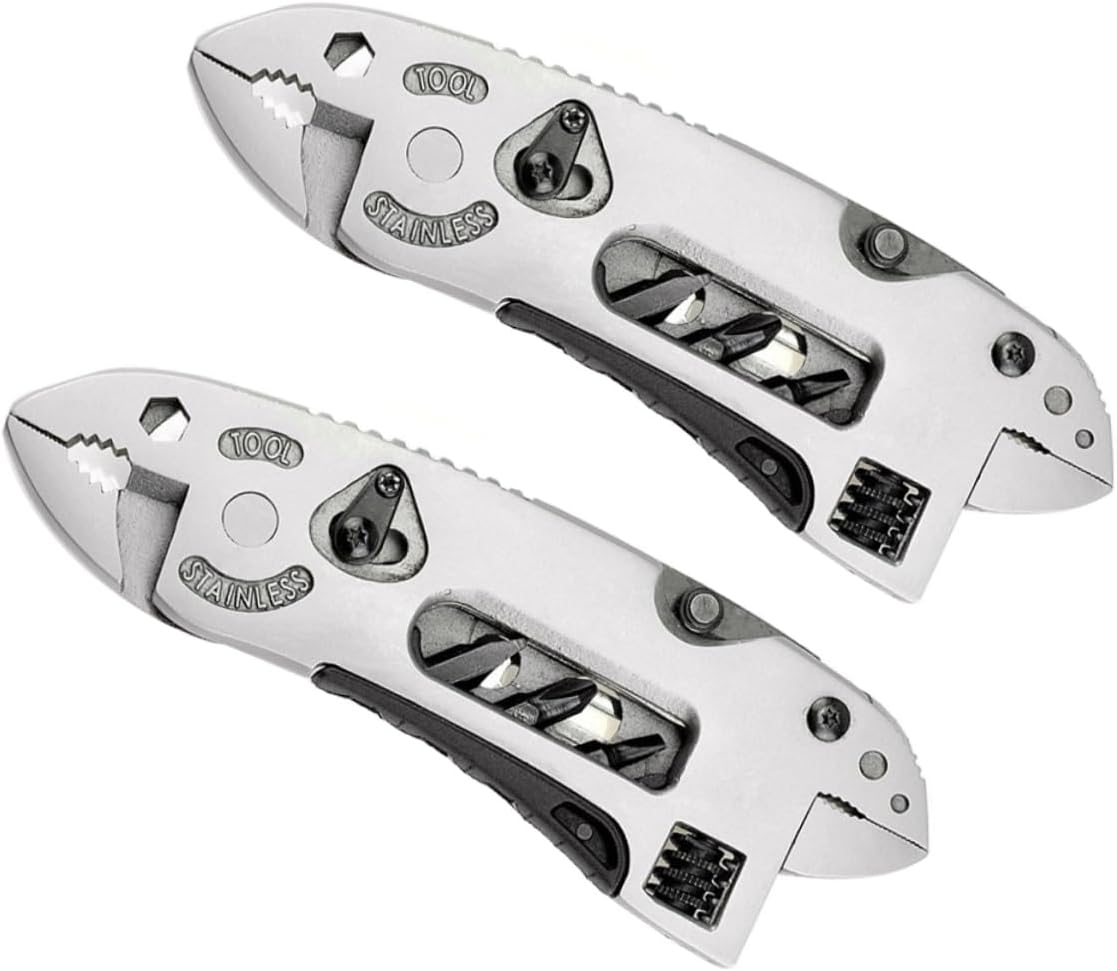 Mipcase 2Pcs Multi Function Stainless Steel Pliers Compact Outdoor Multi Tool Wrenches with Ergonomic Grip for Camping Hiking Repair Gift