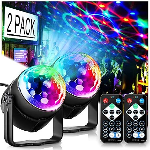 Party Lights, Disco Ball Disco Lights,Dj Rave Lights Led Strobe Lights Sound Activated Stage Lights Projected Effect Dancing Lights Remote Control for Birthday Xmas Wedding Bar KTV Christmas-2 Packs Cover