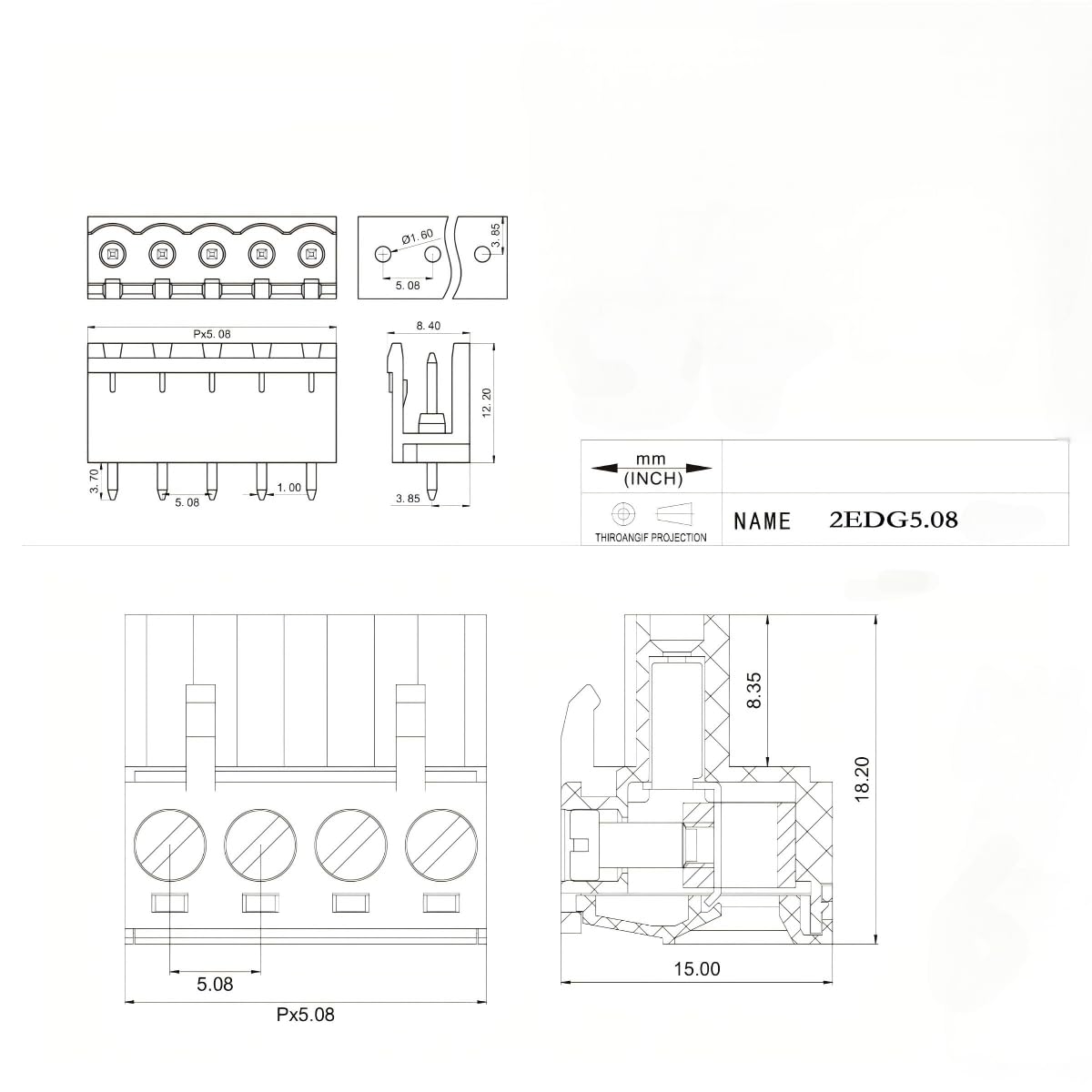 40-Piece 5.08mm PCB Terminal Block Set 2/3/4/5-Pin Screw
