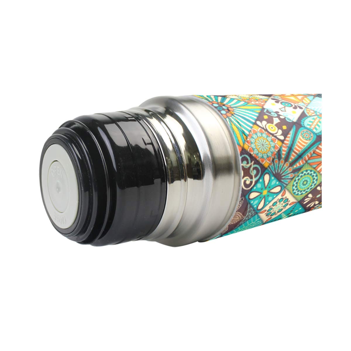 Taza de viaje de acero inoxidable con aislamiento al vacío, doble pared, a prueba de fugas, diseño indio, personalizable, de piel auténtica, 500 ml