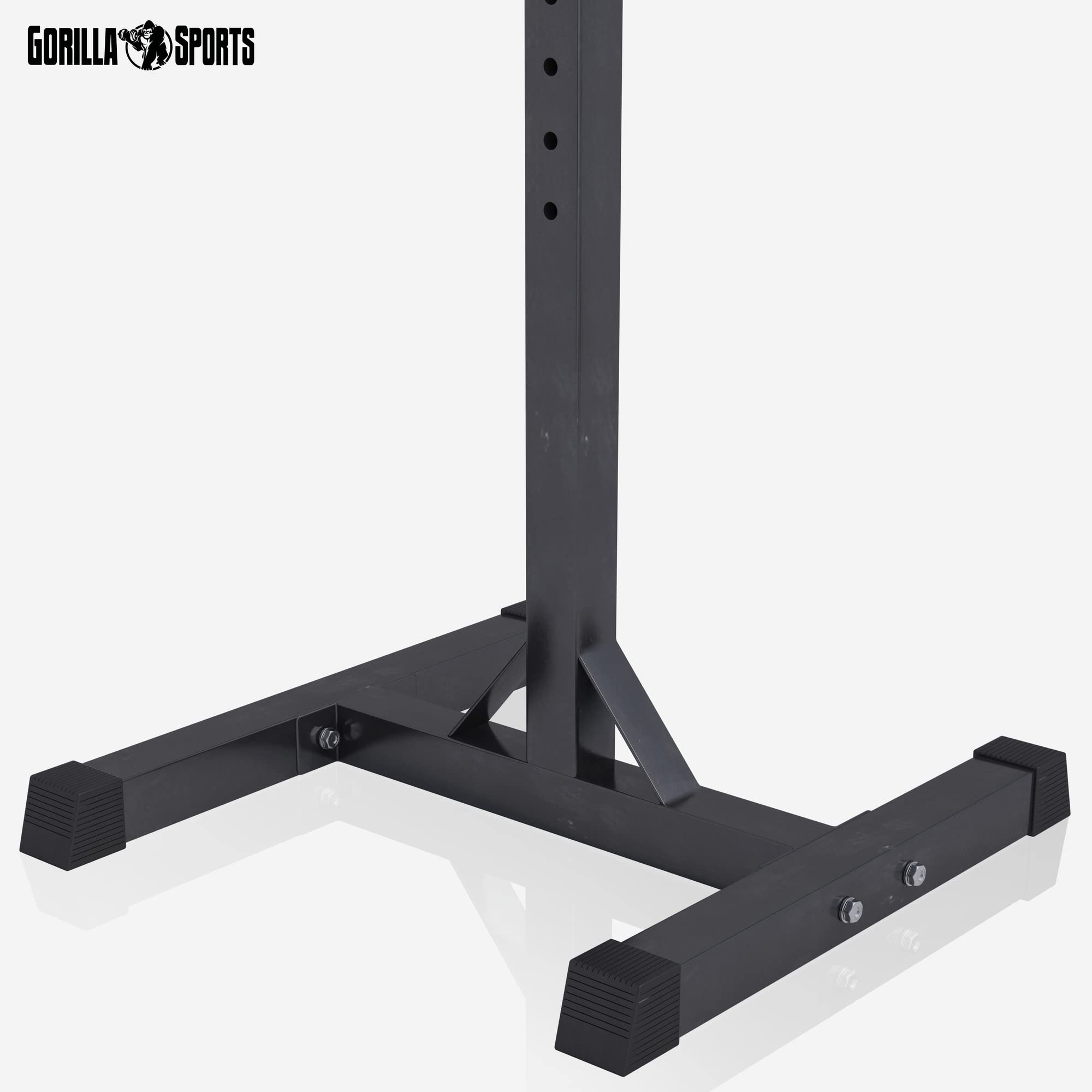 GORILLA SPORTS® Squat Rack - Regolabile In Altezza 105-172cm, Porta Manubri, Max. 500kg, Nero, Peso 9kg, Acciaio - Supporto Per Bilanciere, Coppia Barre Di Rastrelliera Pessi, Fitness