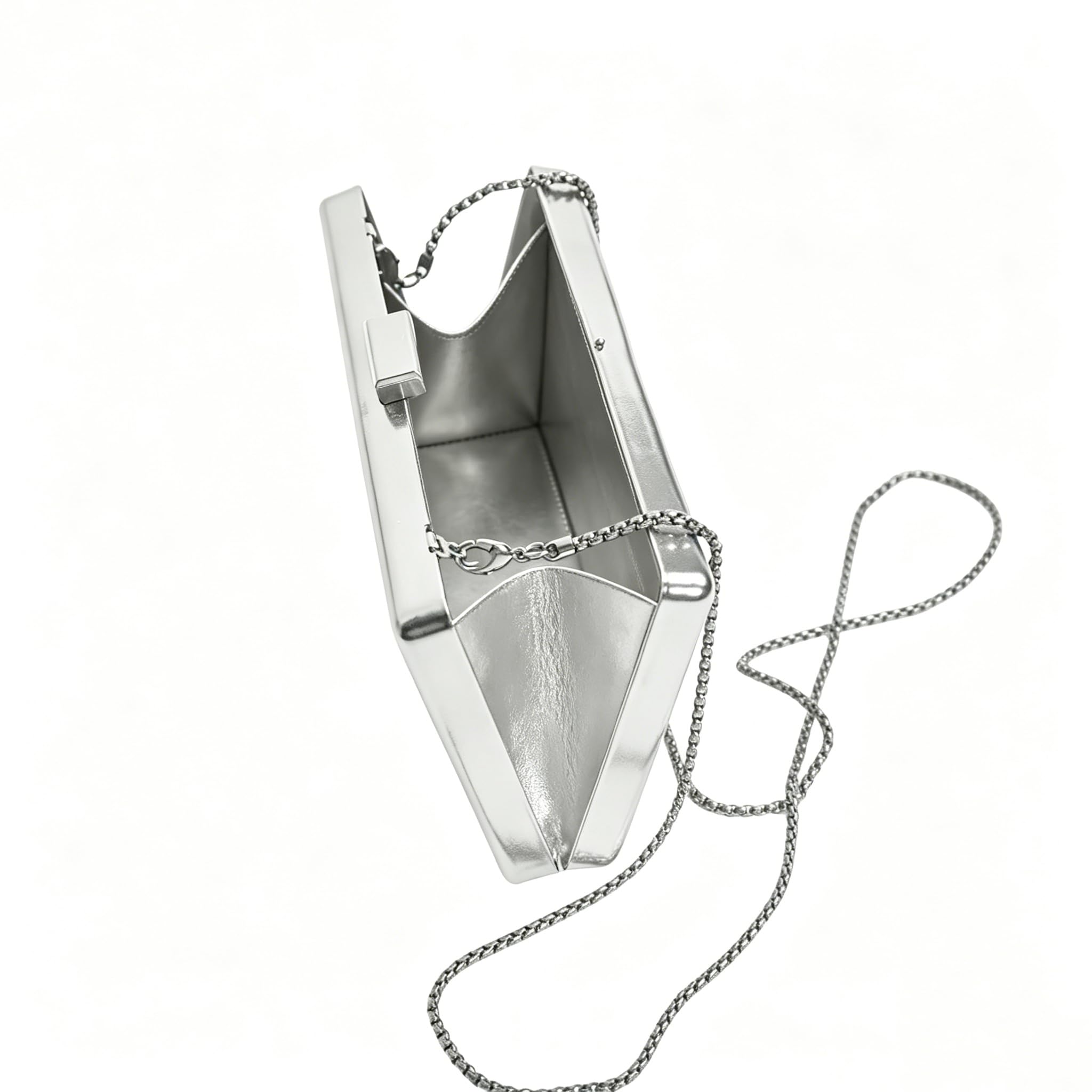 Bolso de noche para mujer, bolso de mano, metales, bolso de embrague, monedero, mujer, boda, noche, fiesta, moda (Color: plata negro)