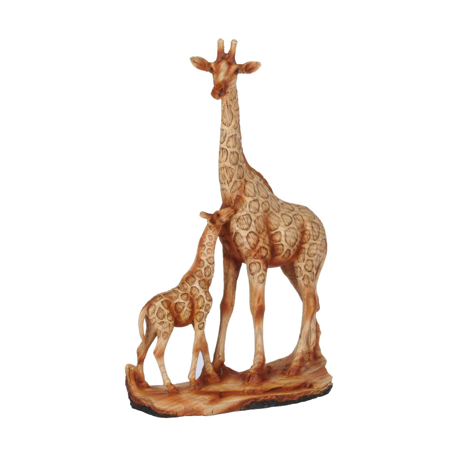 Giraffe und Baby-Ornament in Holzoptik