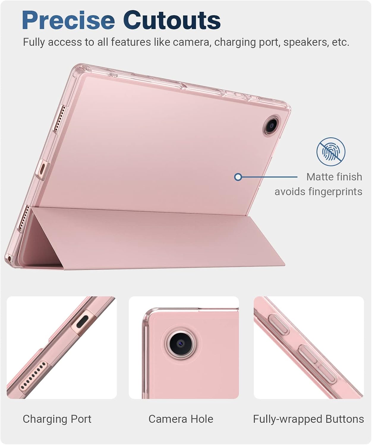 TiMOVO for Samsung Galaxy Tab A8 10.5 Case, Galaxy Tab A8 Case SM-X200/SM-X205, Slim Soft TPU Translucent Frosted Back Protective Cover Shell with Auto Wake/Sleep Feature, Pink