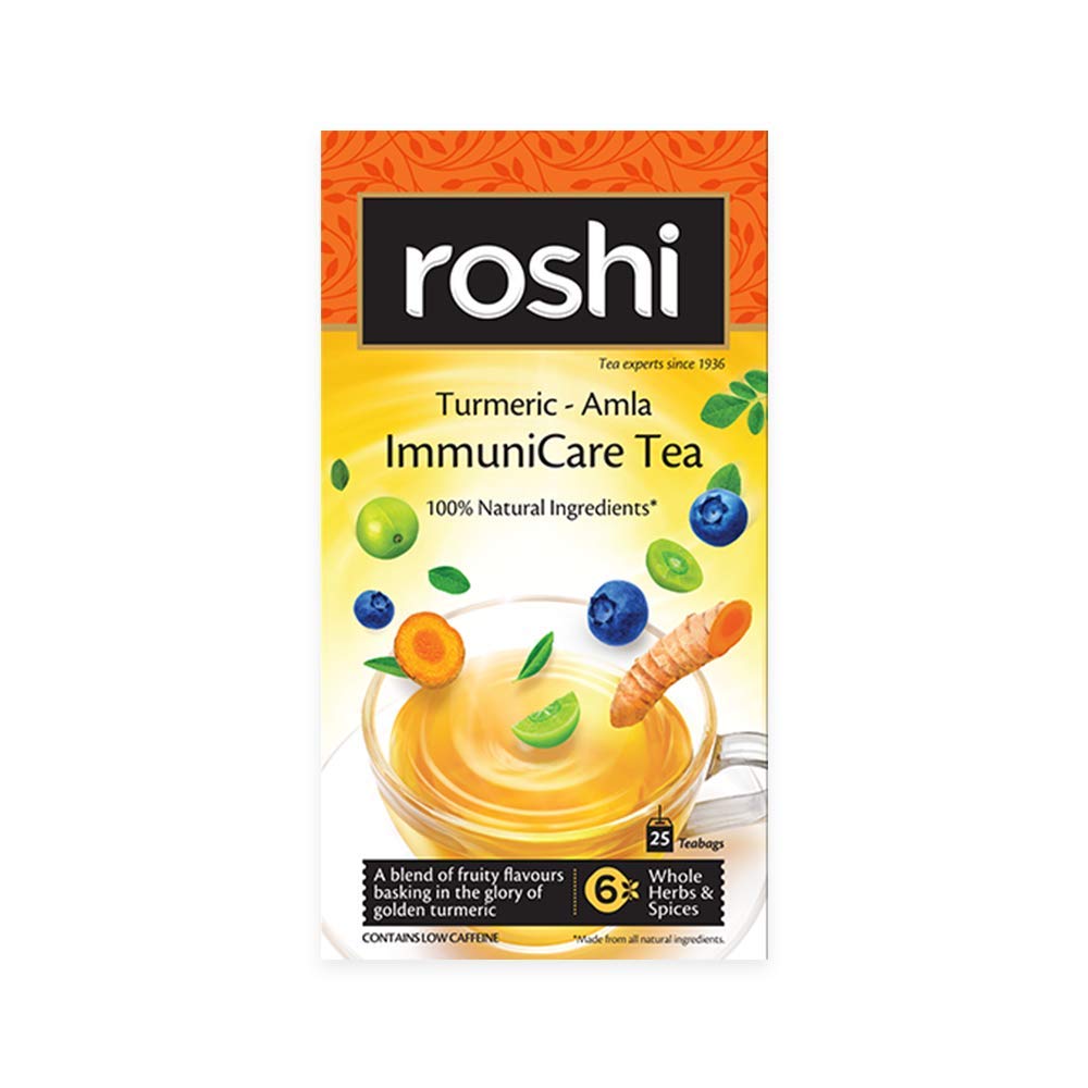 Roshi ImmuniCare Tea | 25 Teabags| Immunity Boosting Green Tea enriched with The Goodness of Turmeric, Amla and Blueberry (B08TDJBTS2) Amazon Price History, Amazon Price Tracker