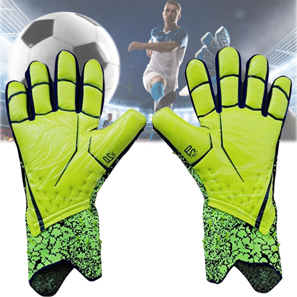 PARFCO Football Goalkeeper Soccer Gloves Anti-slip Thicken Football Goalie Gloves Finger Protection Gloves Soccer Equipmen #9 green