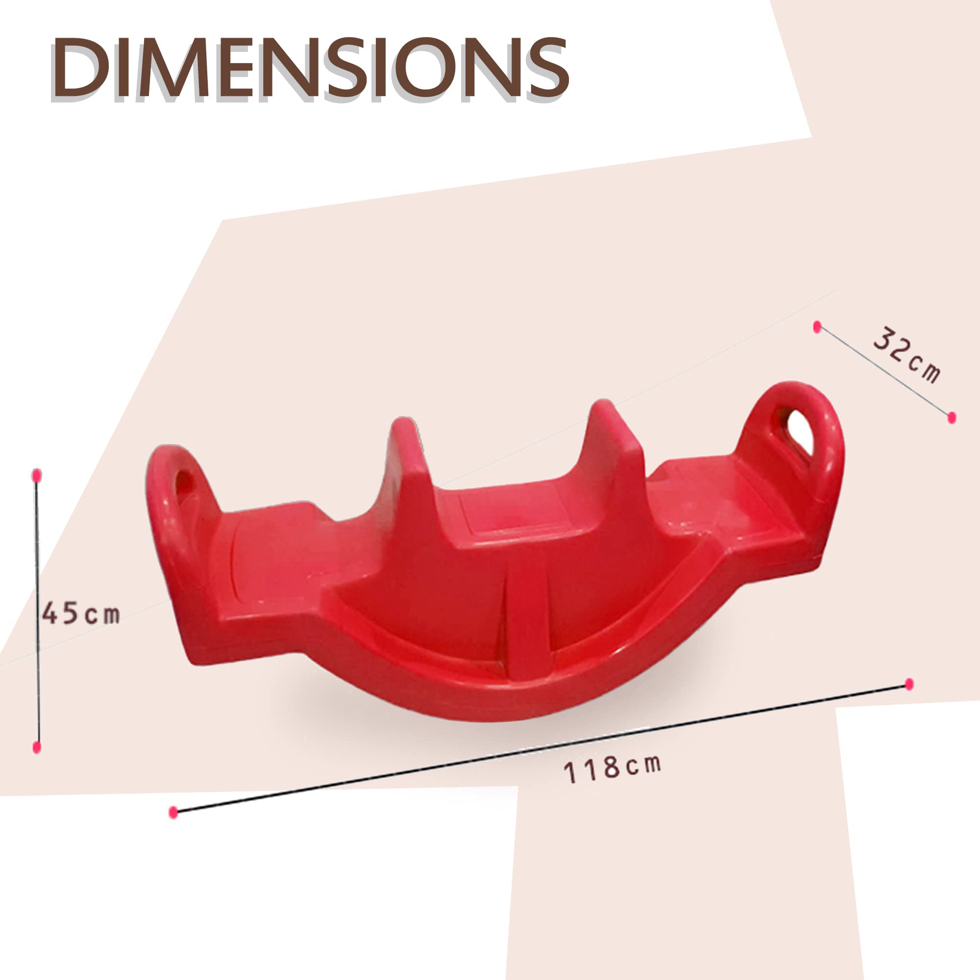 eHomeKart See Saw Rocker for Kids - Plastic See Saw Jumbo Rocker for Indoors and Outdoors - Perfect Toy for Boys and Girls of Age 1-8 Years - DIMESNSIONS: 118 x 32 x 45 cm (Red) - Image 3 thumbnail