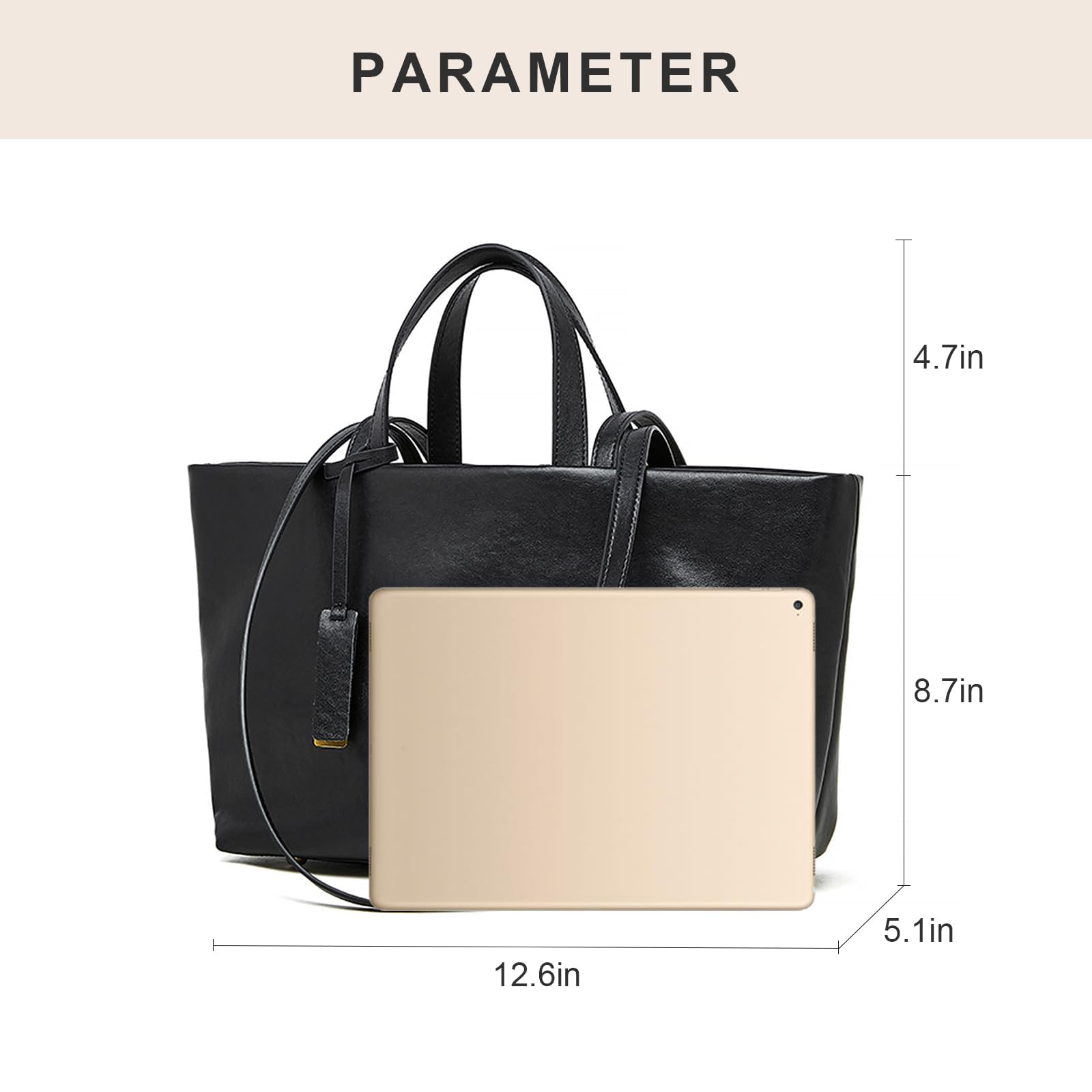 Bolso de mano de piel auténtica para mujer: espacioso y versátil con asas dobles y correa de hombro desmontable, ideal para el trabajo, la escuela y los viajes (marrón)