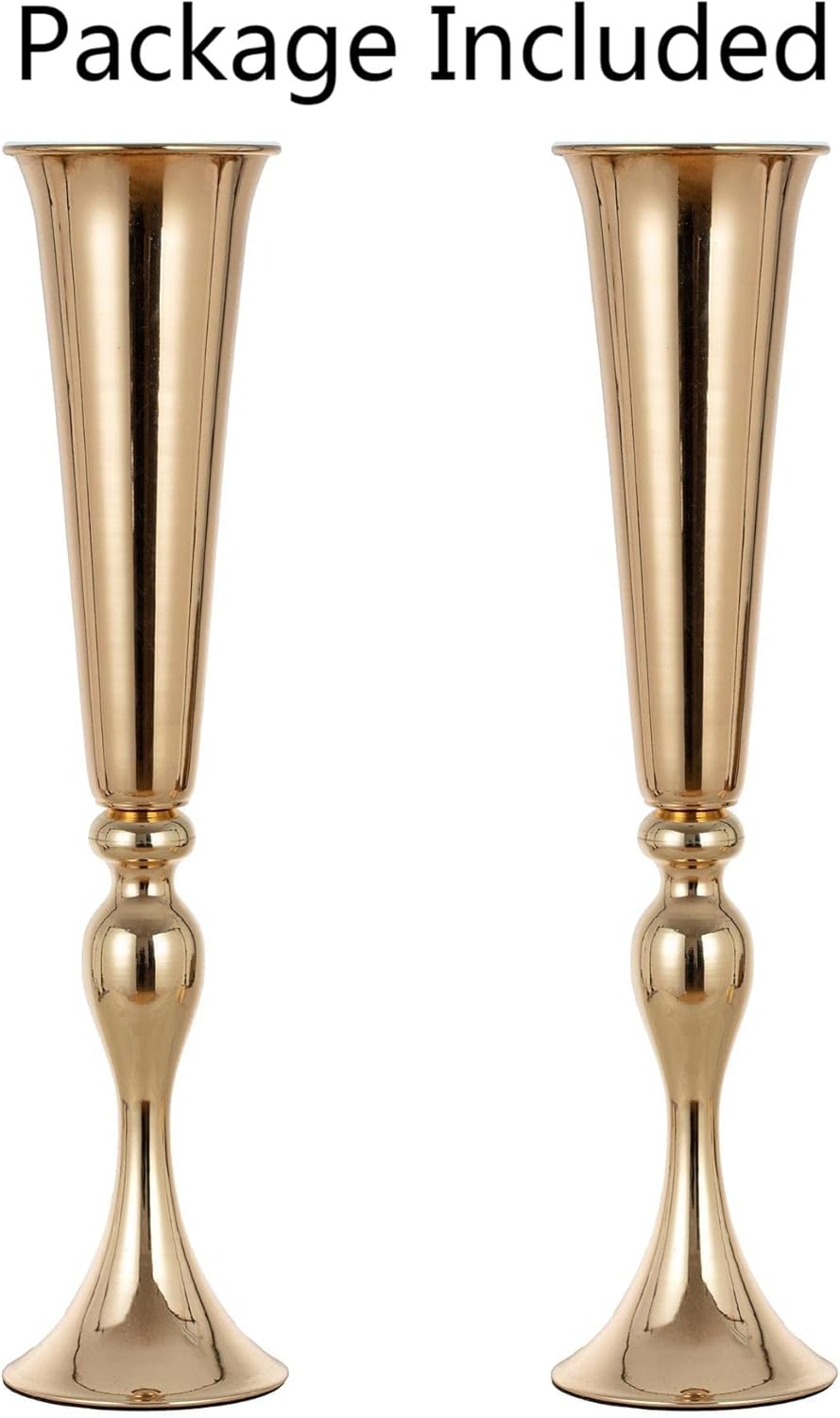 Gold Centerpieces for Table Wedding Vase - 2 Pcs 21.9" Tall Versatile Metal Trumpet Vase Tabletop Flower Stand for Party Dinner Anniversary Ceremony Centerpiece Event