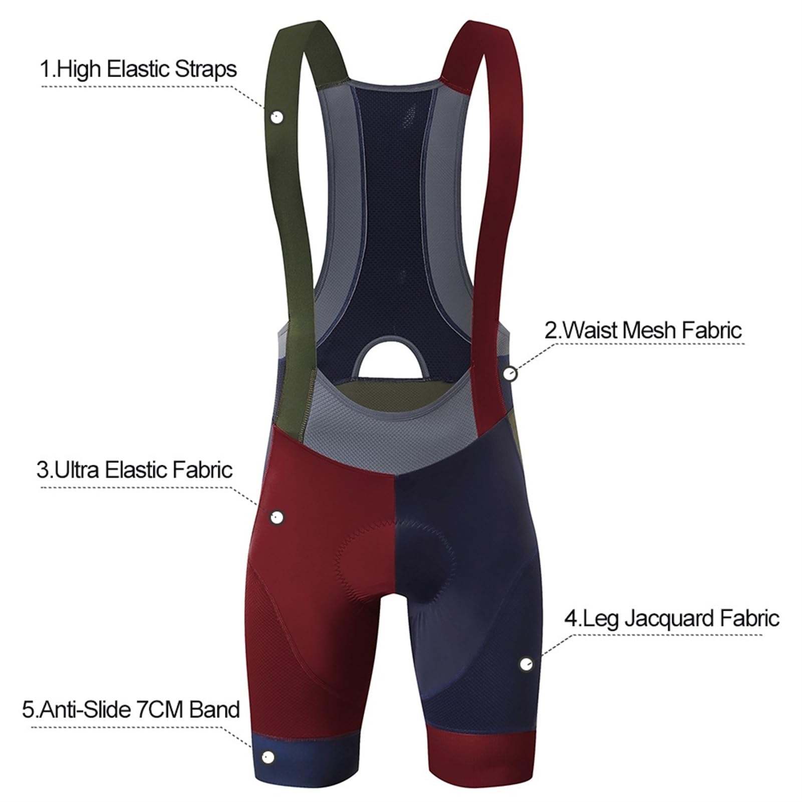 Cyclisme Homme Cuissard à bretelles coloré Pro Team Cuissard de cyclisme for hommes Collants à bretelles d'été Cuissard à bretelles de vélo Vélo de route Ride Rembourré Pro Gradient Cuissard Velo Homm