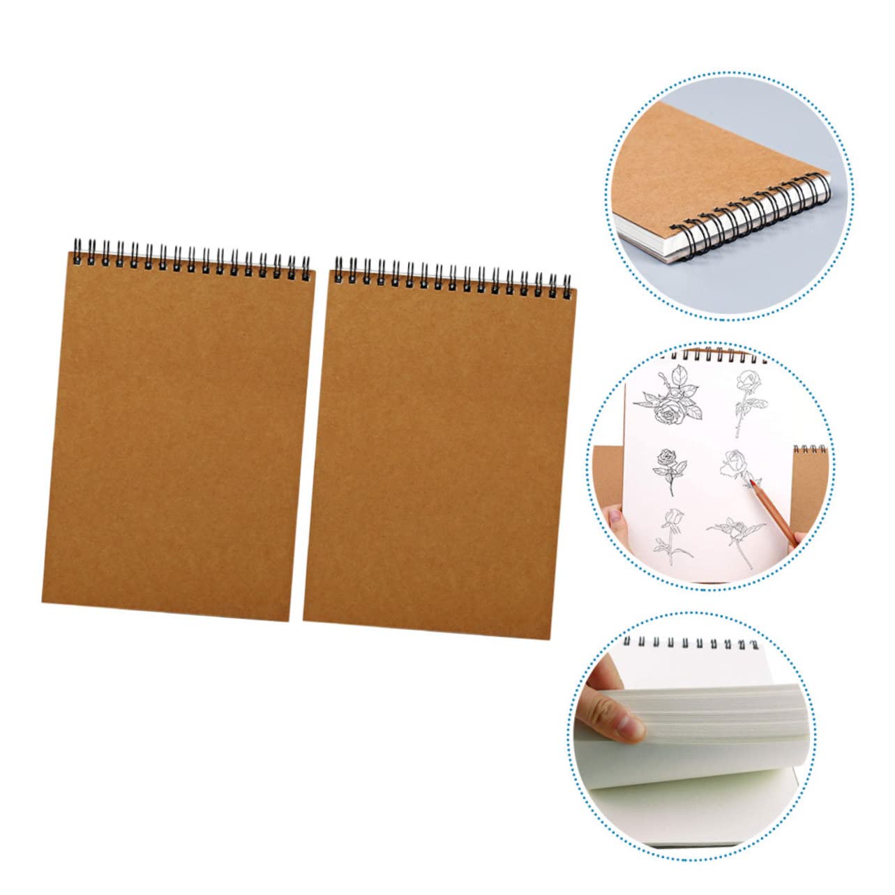 NUOBESTY Carnet de Croquis Spirale A4 2pcs Papier Marron pour Dessin