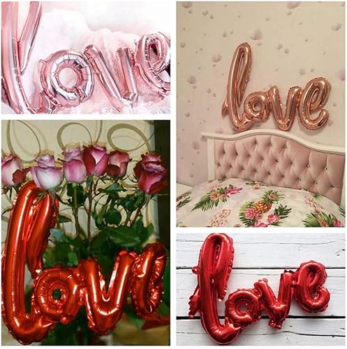 Miniatura 12 de Globos grandes de papel de aluminio rojo de 42 pulgadas, paquete de 13, letras de globo de amor de Mylar con globos de corazón, globo de látex