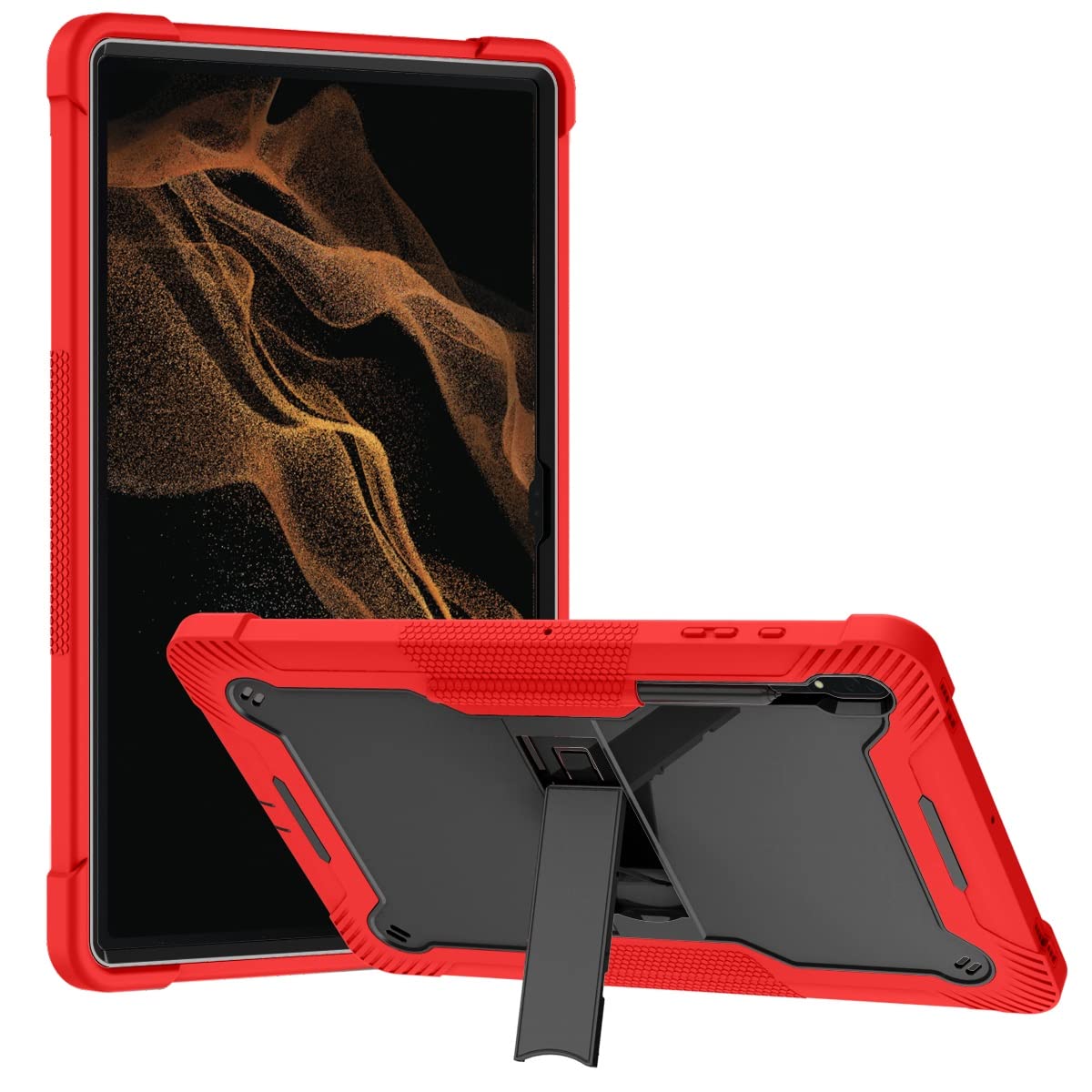 Dla Samsung Galaxy Tab S8 Ultra 14.6" (SM-X900 / X906) Osłona ochronna Wytrzymała wytrzymałość na wstrząsy odporna pokrywa(Red+Black)