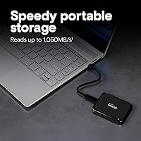 Vista 2 de Crucial X9 SSD portátil de 1 TB, hasta 1050 MB/s, USB 3.2 USB-C, unidad externa de estado sólido, compatible con Windows, Mac y Android