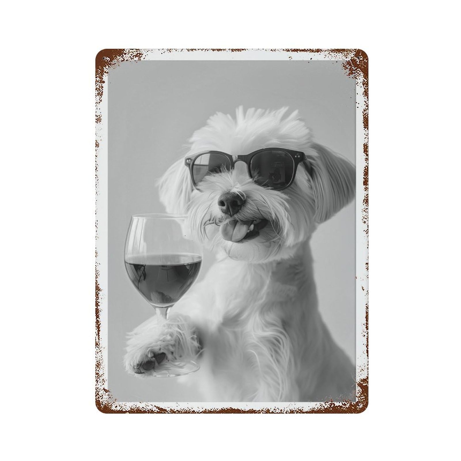 xiaoxiaoshen Maltese And Wine Bar C Funny Dog Wall Decor Art Metal Tin Poster Modern Home Decor Art Home Bar Shop Decorations Vintage Sign 40x30cm
