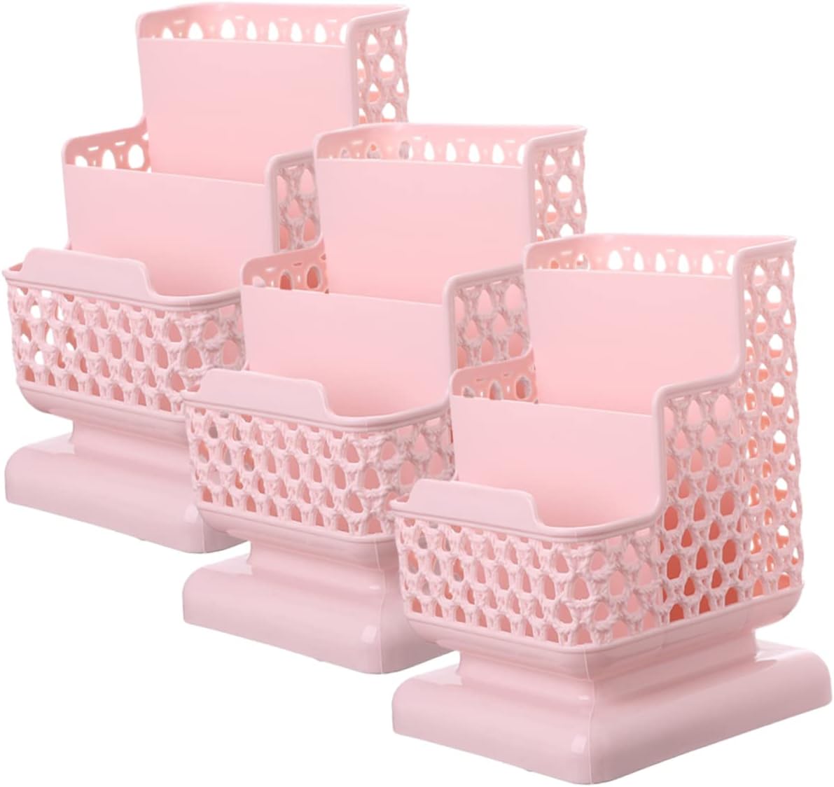 SAFIGLE 3Pcs Desk Organizer Box Multi Purpose Storage for Lipsticks Makeup Brushes Pens Stationery Chic Cosmetic Display Cases for Bathroom Countertop