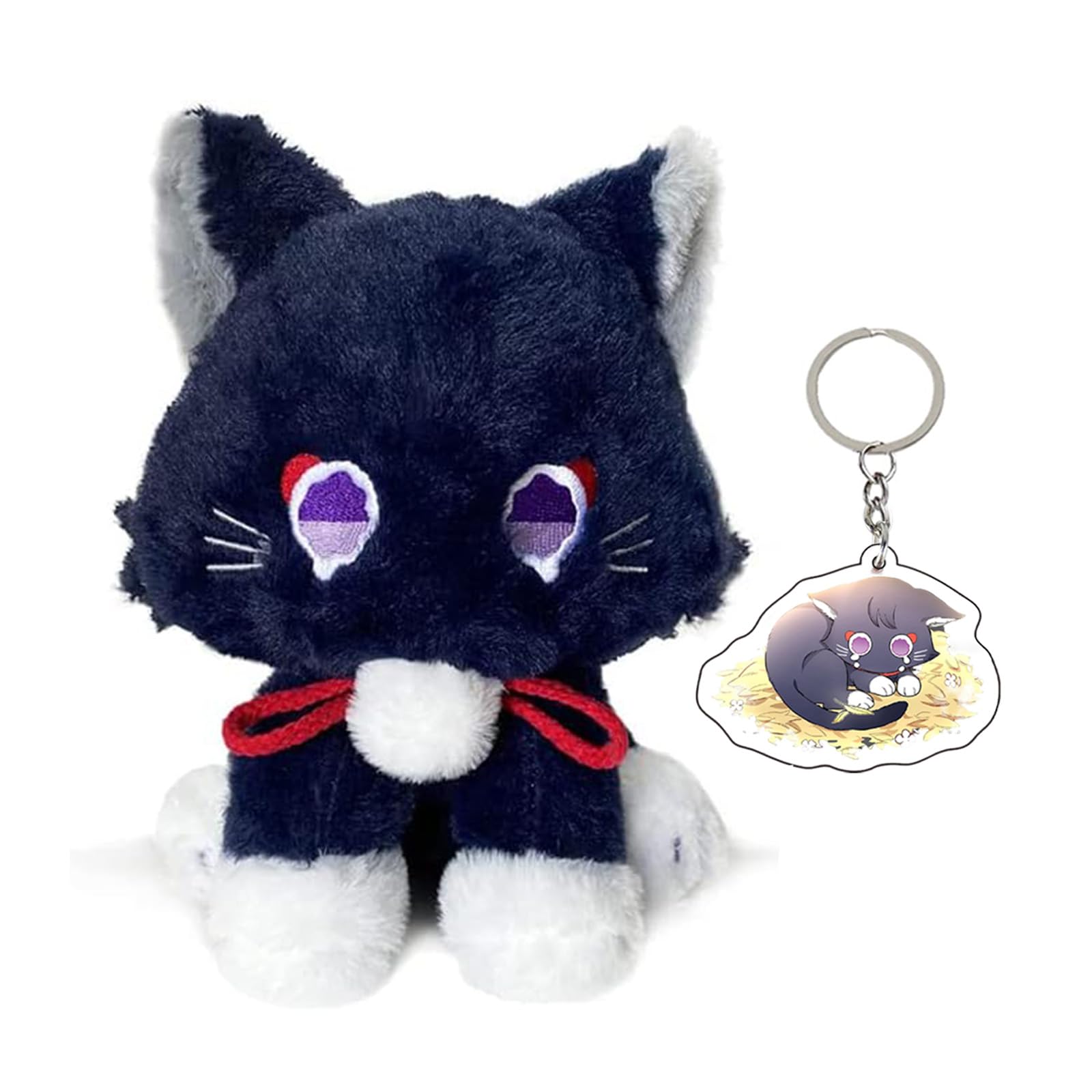 TPLUSHTTPLUSHT 9 inch Scaramouche Cat Plush Cute Wanderer Cat Stuffed Animal (Bonus Scaramouche Cat Keychain)