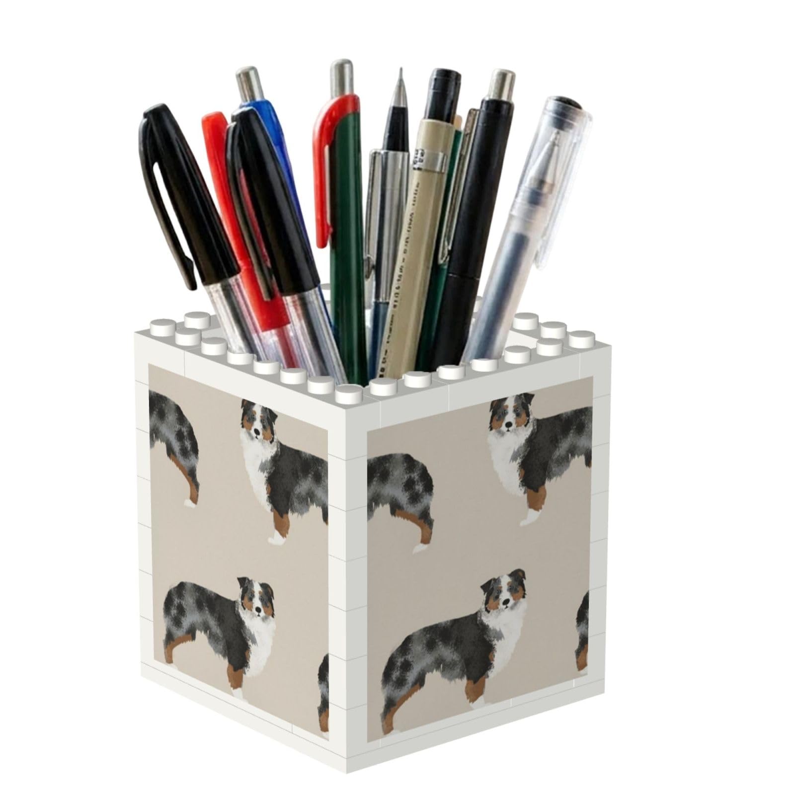 Poadnly Australian Shepherd, Pen Pot Pencil Holder for Office Home School, Compact Desk Organiser for Office Stationery