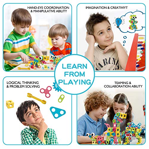 HOMOFY STEM Toys 191Pcs Building Toys Kit Educational Toys Construction Engineering Brickyard Building Blocks Best Kids Gift for Ages 3 4 5 6 7 8 Year Old Boys & Girls - Thumbnail 4
