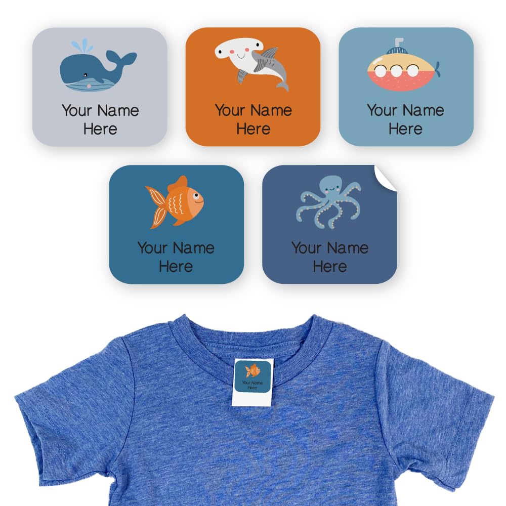 Personalized Clothing Labels for Kids - 40 Custom Name Stickers - Waterproof & Laundry Safe for Daycare, School or Camp - Use on Clothes, Jackets,