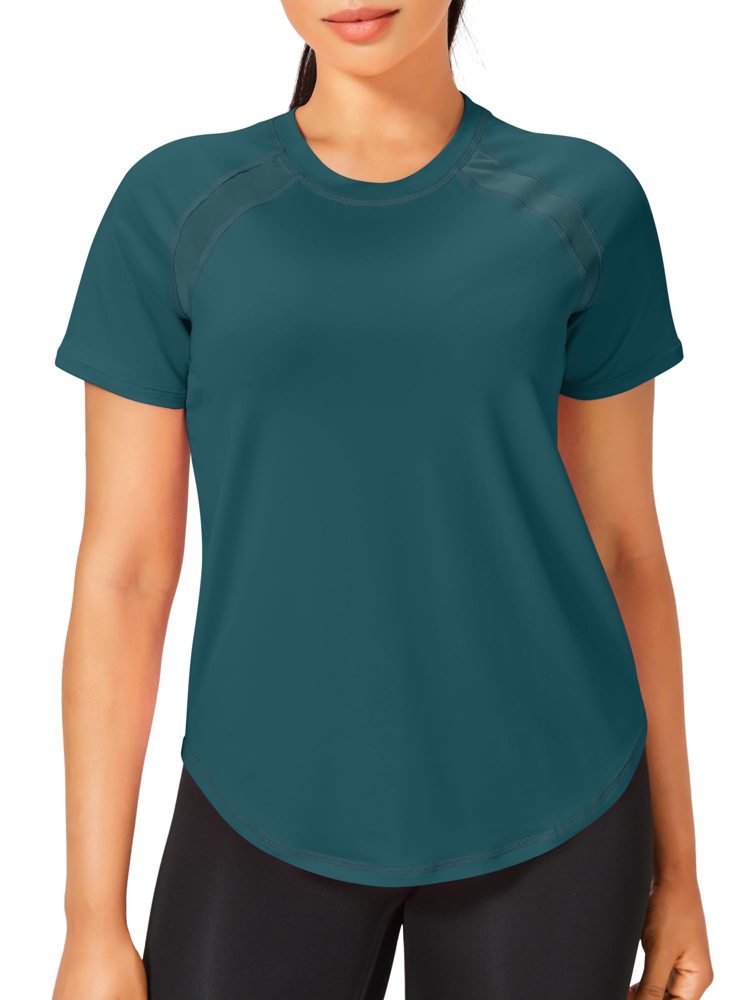 Memouniva Sportshirt Damen Kurzarm Fitness Yoga T-Shirt Atmungsaktiv Funktionsshirt Laufshirt Gym Sport Oberteile