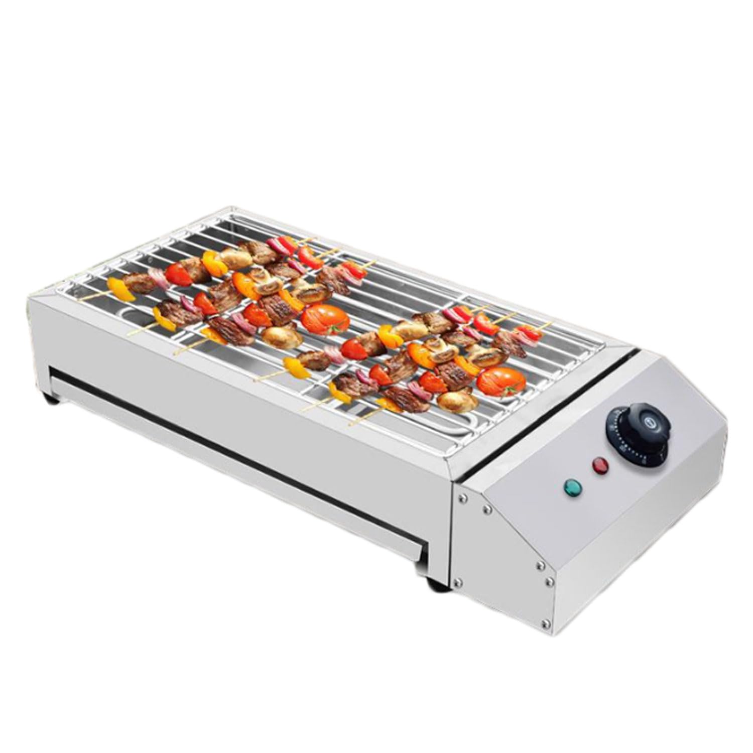 Przenośny elektryczny grill bezdymny, profesjonalna kuchenka stołowa 2800 W z pojemnikiem na olej, maszyna do grillowania sterująca od 122° F do 572° F, kratki ze stali nierdzewnej