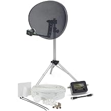 SSL Satellites Portable Satellite Zone 2 80cm RV Dish Kit Camping Tailgating with Quad Tripod & Sat Finder 10M Twin White