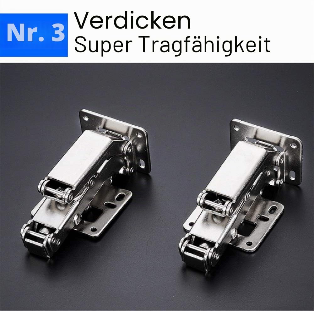 2 Stück 175 Grad verdecktes Scharnier, rahmenloses Schrankscharnier, hydraulisch, verstellbare Installation, sanftes Schließen, vollständige Abdeckung