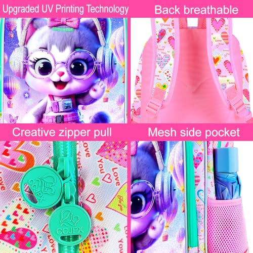 Image of WZLVO 3PCS Kids Backpack for Girls, Unicorn Dinosaur Animal Prechool Elementary Kindergarten School Bookbag with Lunch Box