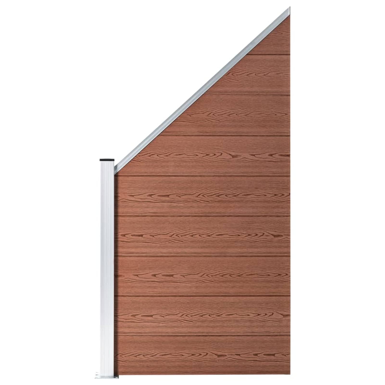 Tidyard Panneau de Clôture WPC 95x(105-180) cm Marron, Clôture de Jardin, Bordure de Jardin Décorative Protection pour Extérieur, Cour Arrière, Terrasse
