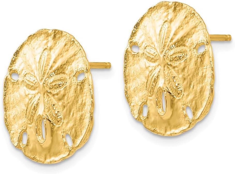 14k Yellow Gold Large Sanddollar Ball Button Post Stud Earrings