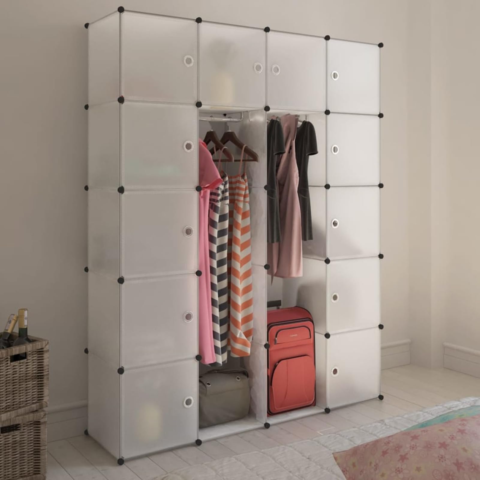 Homgoday Armario Modular Blanco con 14 Compartimentos - Organiza Ropa y Zapatos de Forma Elegante