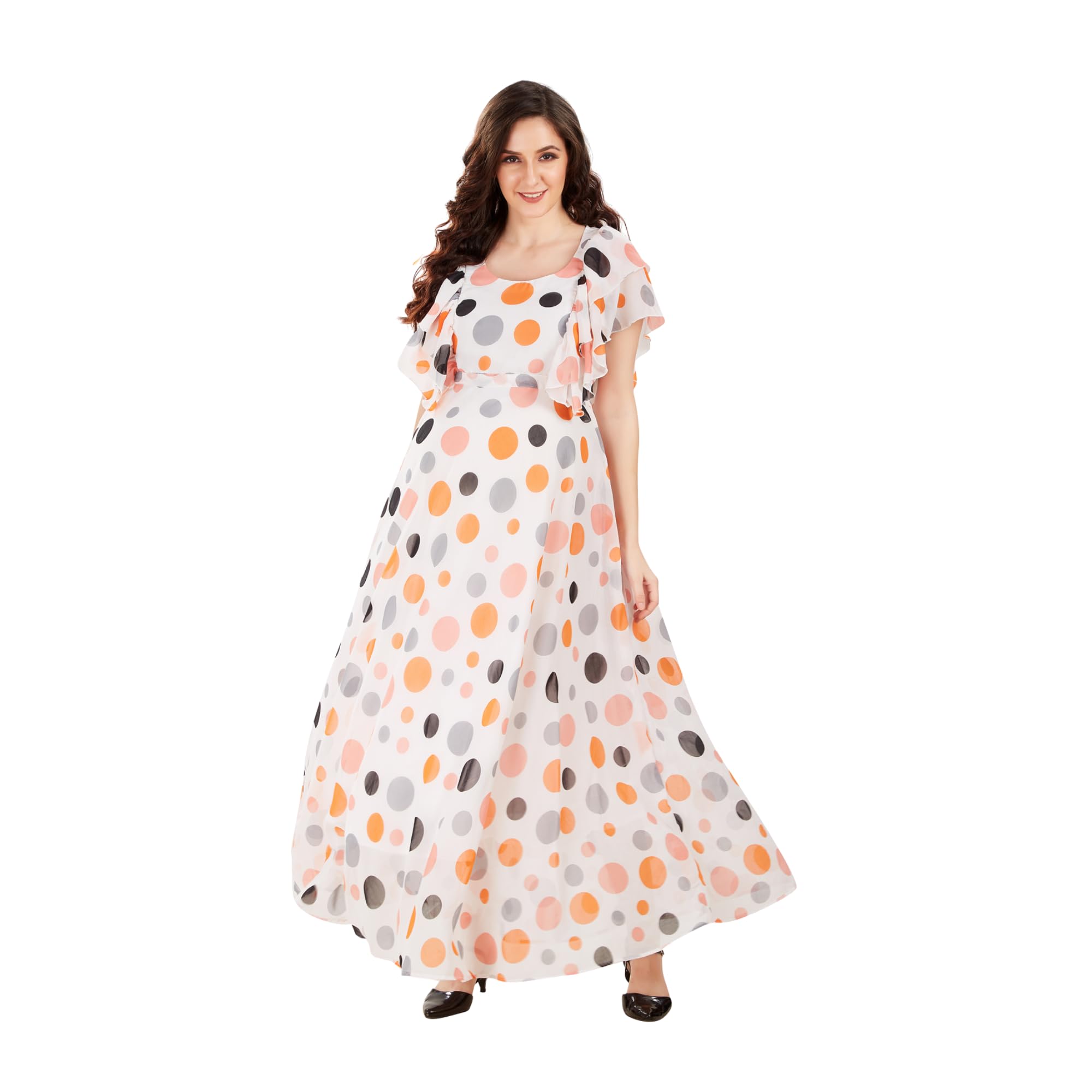 Orange Polka Print Maternity Dress-picture-11