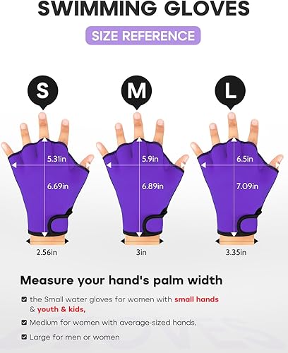 Miniatura 3 de FitsT4 Sports Guantes Aqua Webbed Paddle Swim Guantes Fitness Aeróbicos Acuáticos