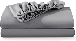 BedLooms Single Fitted Sheets 2 Pack – Grey (91x190cm) up to 25cm Deep Bed Sheets