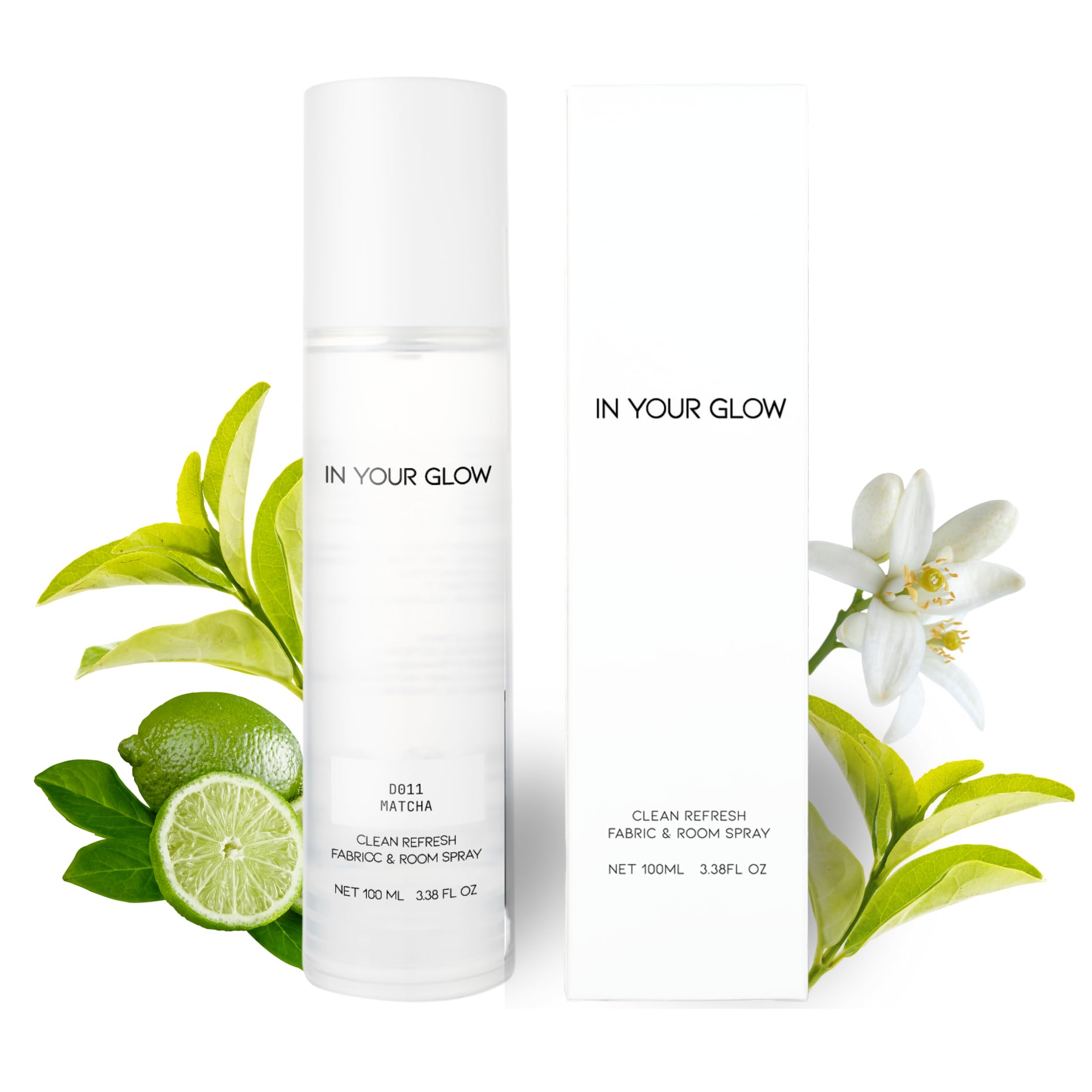 In Your Glow Fabric &amp; Room Mist Spray– Long-Lasting Clean Scent, Unisex Luxury Fragrance &amp; Odor Eliminator, 100ml- D011 MATCHA