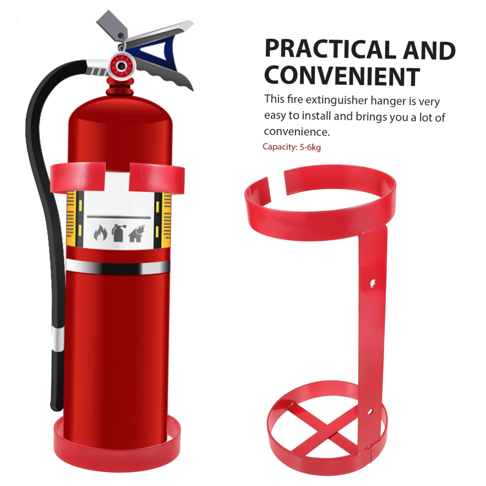 Tofficu Soporte Metálico Soporte de Pared de 5-6kg para Extintor de Incendios Resistente y Fácil de Usar Color Rojo y Material Hierro para Vehículo y Coche