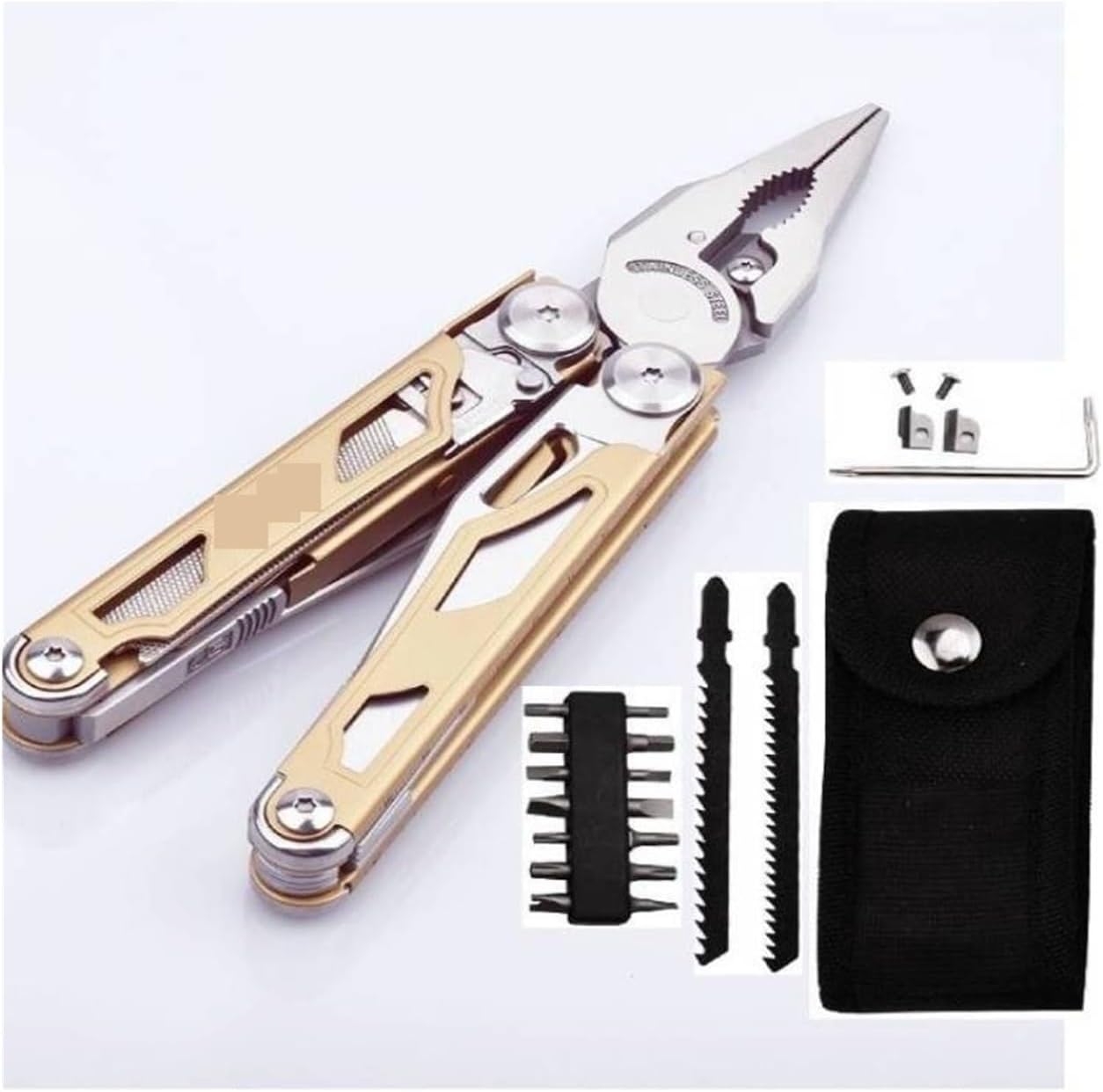 DL30 Multitools Hand DIY Multi Tools Multi-Tool Clamp Folding Knives Scissor Cutters EDC Survival ar Manual Pliers(DL30 Yellow)