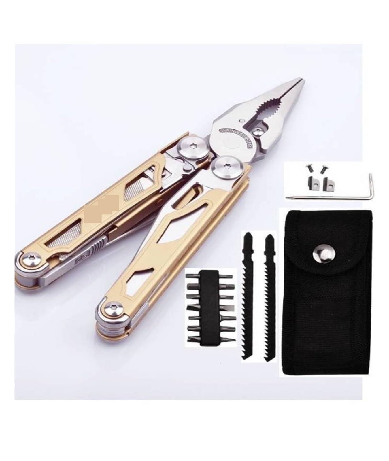 DL30 Multitools Hand DIY Multi Tools Multi-Tool Clamp Folding Knives Scissor Cutters EDC Survival ar Manual Pliers(DL30 Yellow)