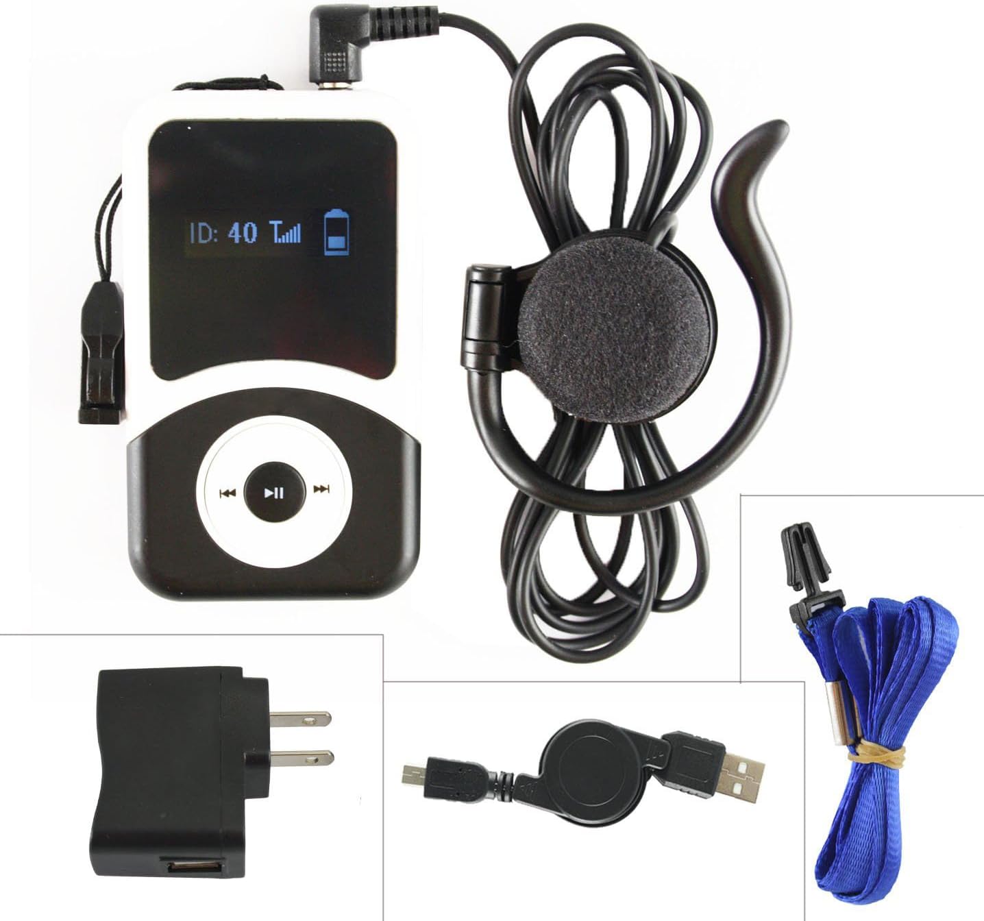 EXMAX ATG-100T 72-76MHz Receiver for Wireless Tour Guide Monitoring Acoustic Audio Voice Transmission System Earphone For Church Interpreting Teaching Conference Travel Museum Translation(1 Receiver)