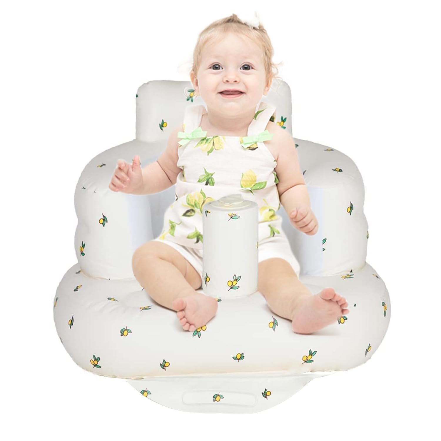 Baby Inflatable Sitting Chair for 3 Months Babies Infant Support Seat Summer Toddler Sofa for Sitting Up, Built in Air Pump Blow Up Infant Floor Seater Bath Chair Seat Cute Learn Stool Camping, Travel, Garden Use.
